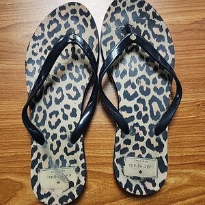 Kate Spade Leopard Print Brown Black Flip Flops Thong Sandals Size 8B
